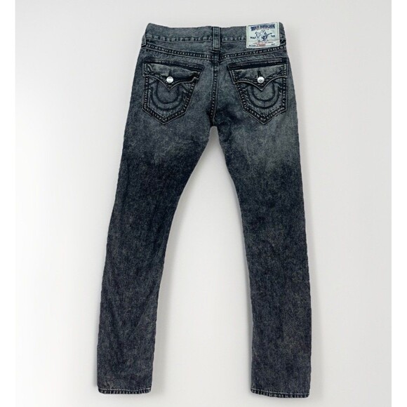 SZ 31 True Religion Black Straight Skinny QT  WITH FLAPS‎ BJHM WHISKEY TWN Jeans - Picture 1 of 9